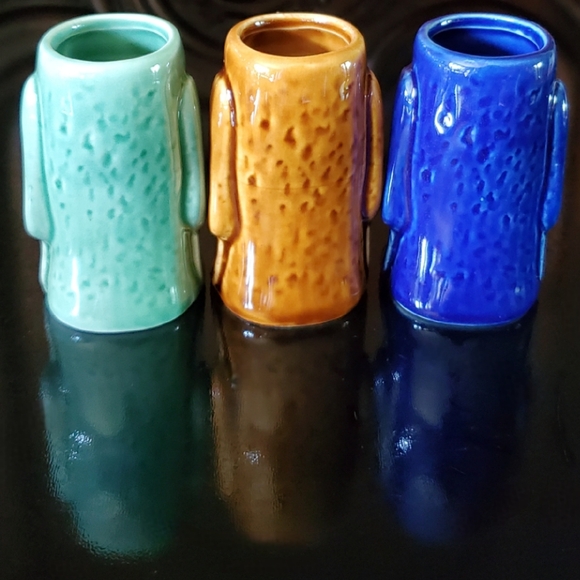 (3) 2.5oz Ceramic Tiki Easter Island Moai Shot Glasses NEW - Picture 5 of 15